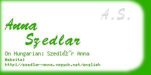 anna szedlar business card